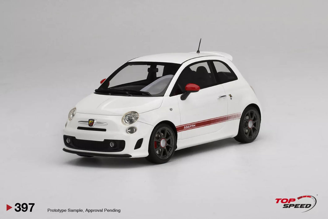 1:18 TSM Fiat Abarth 595 Gara White With Red Stripe 2013 (TS0397)